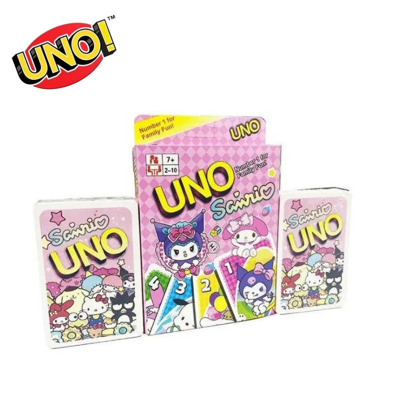 เกมกระดานธีมอนิเมะ Uno การ์ดเกม Hello Kitty Kuromi การ์ตูนโปกเกอร์เมโลดี้ของฉันสำหรับครอบครัวการรวบรวมของขวัญปาร์ตี้แบบสบายๆบัตรเล่น Uno