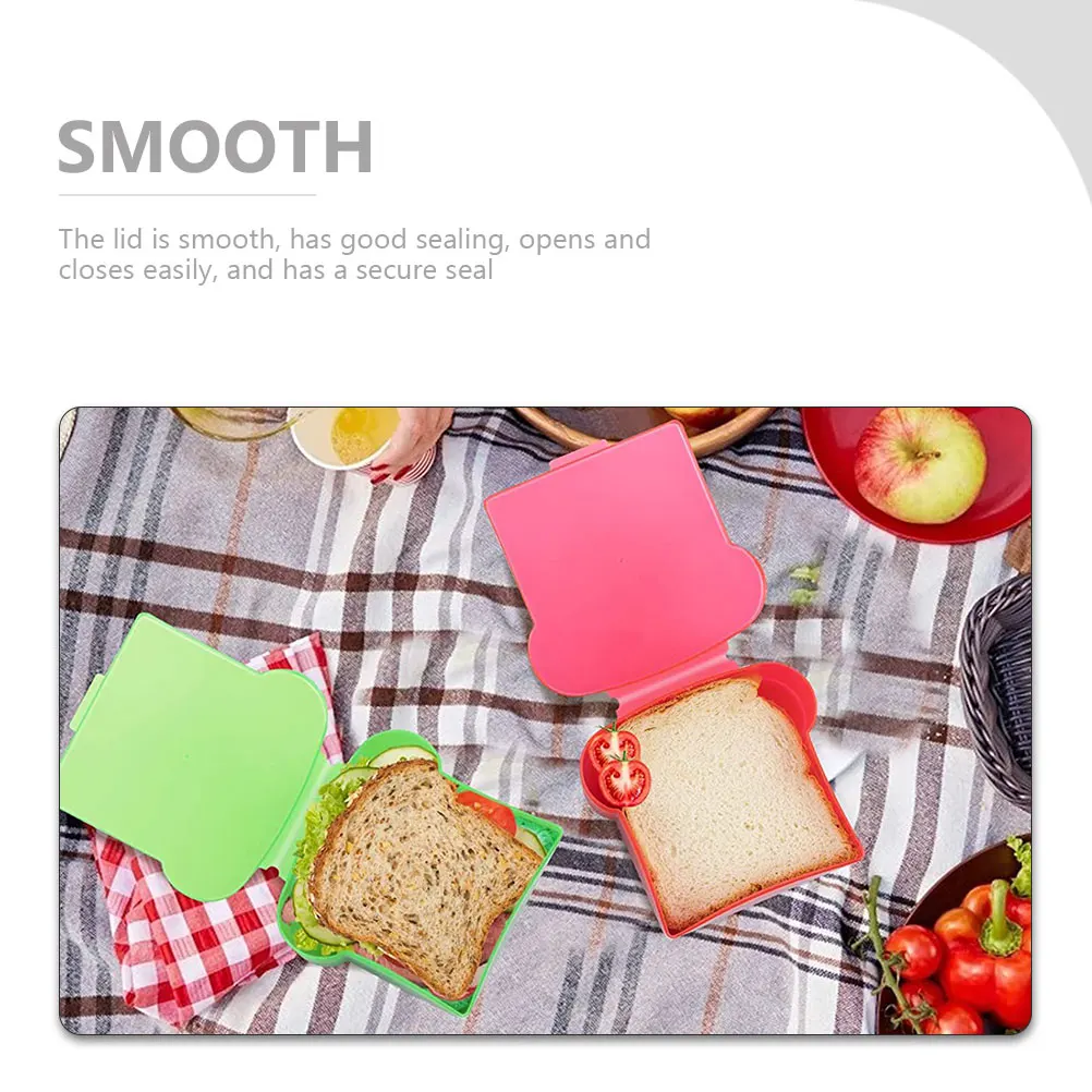 

4Pcs Plastic Bread Toast Storage Box Bento Holder for Indoor Outdoor Use Fresh Keep Container
