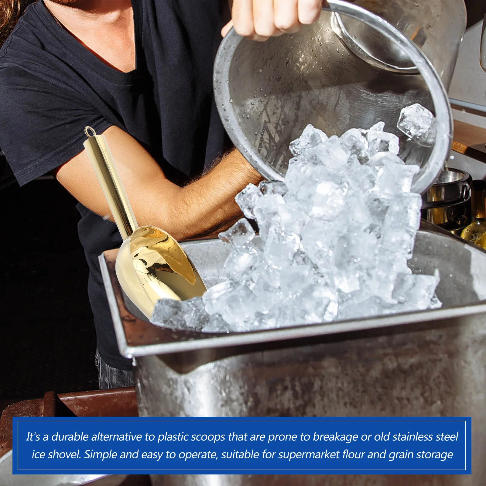 

Stainless Steel Ice Shovel Ergonomic Kitchen Scoop For Sugar Ice Cream Flour Rice French Fries Food Scoops