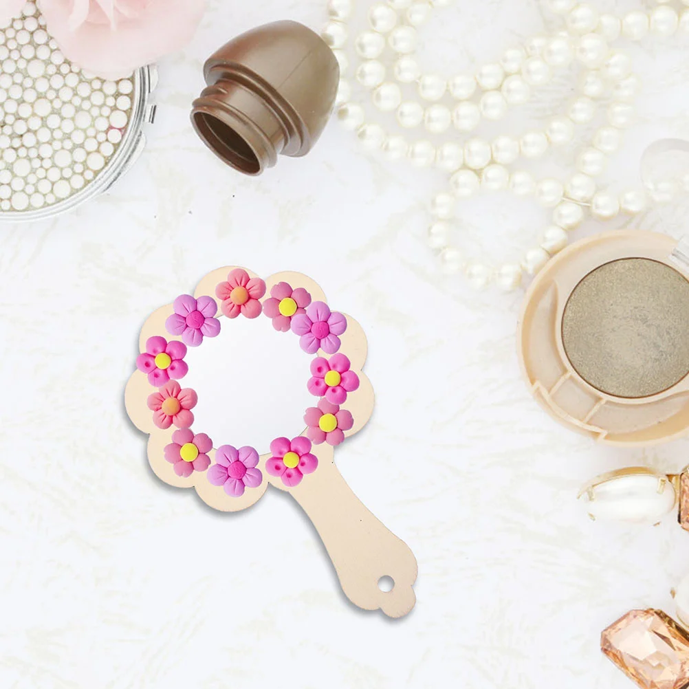 5 قطع مرآة خشبية محمولة غير مطلية دهان داي مرايا فارغة للنشاط العائلي التعليمي مرآة خشبية ذاتية الصنع