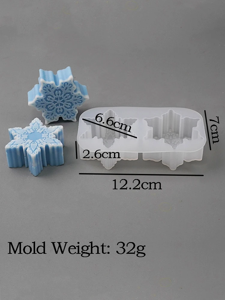 2 gaten 3D Sneeuwvlok Siliconen Kaars Schimmel Kerst Geurkaars Ornament Sleutelhanger Hanger Gips Epoxyhars Schimmel Ambachtelijke Gift