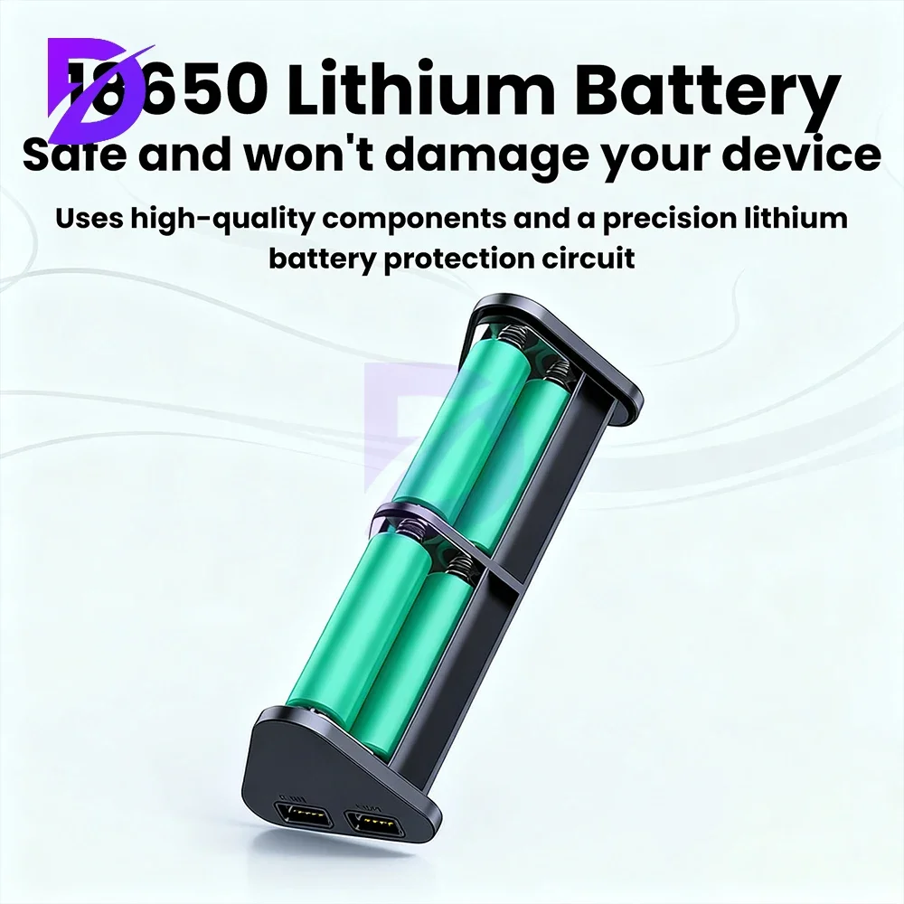 Removable 6-Cell 18650 Battery Case for Power Banks No-Solder Kit with Fast Flash Charging And Camping Light