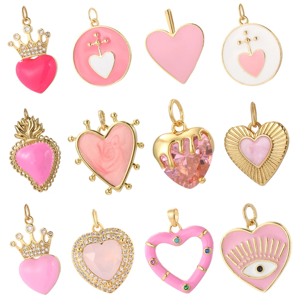 Bonito rosa amor encantos para fazer jóias cor de ouro jóias dijes diy mulher brinco colar pulseira chaveiro acessórios