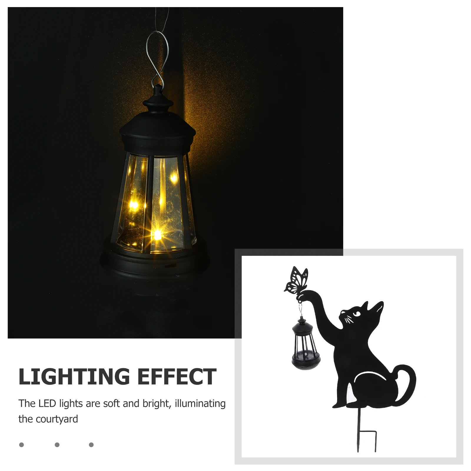 

Cat Solar Stake Light Outdoor Garden Decor Iron Pathway Lantern Waterproof Solar Lights for Yards Courtyard Landscape Grass