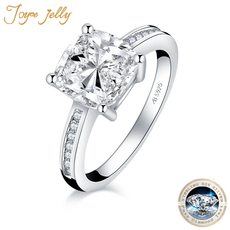 Joycejelly Women Real Moissanite Engagement Ring With 3.5ct D VVS Round Diamond Wedding Christmas 925 Sterling Silver Wedding