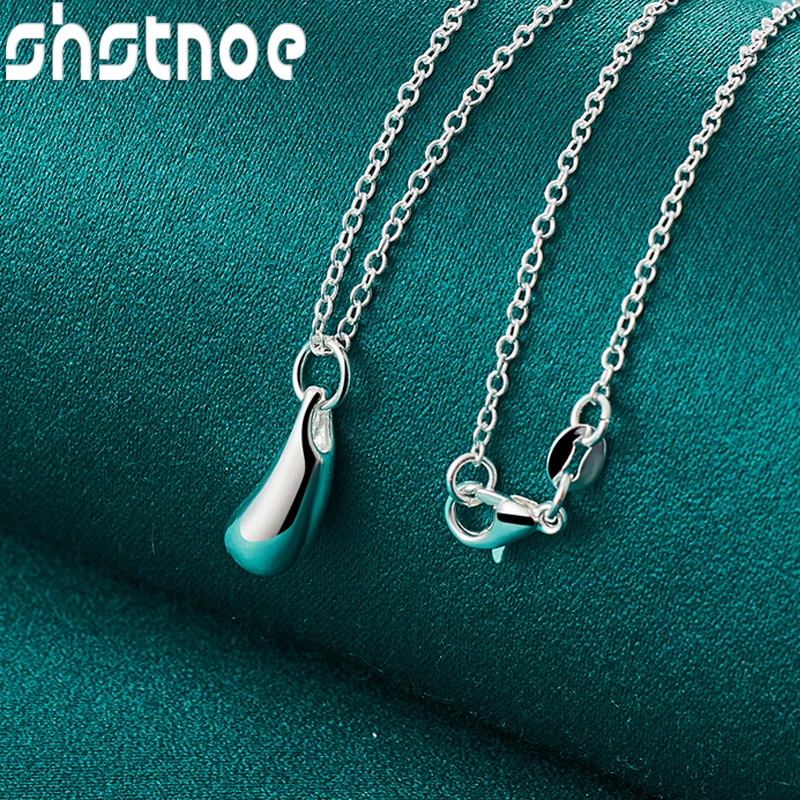 

SHSTONE 925 Sterling Silver Water Droplets Pendant Necklace For Women 40-75cm Chain Party Birthday Original Charm Jewelry Gifts