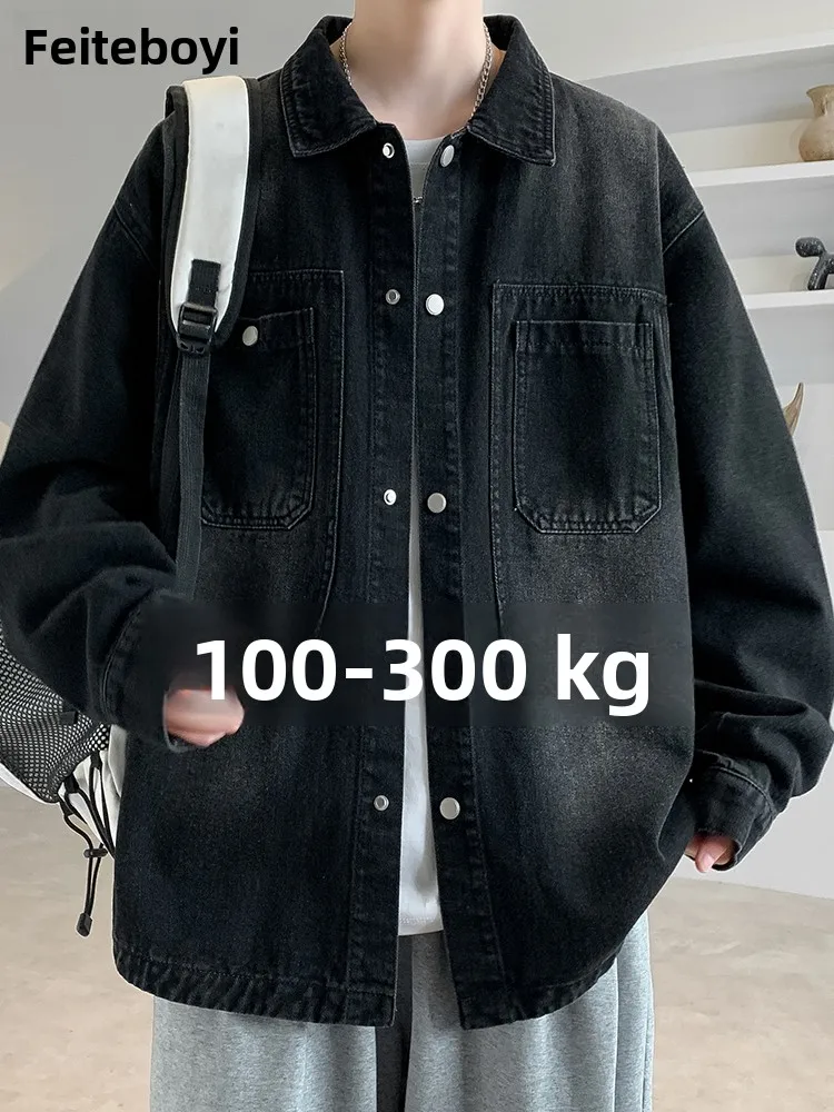 

Trendy Men's Oversized Waed Denim Jaet American Sle Spring Autumn New Faion Urban Casual Long Sve Coat for Teens
