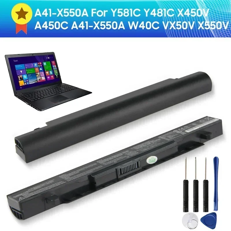 

Replacement Battery A41-X550A For ASUS Y581c Y481c X450v X550v W40c A450VB A450VC A450VE A550C A450C Quality Batteries