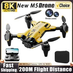 M5 Drone professionale 8K con grandangolare tre telecamere evitamento ostacoli GPS 5G posizionamento del flusso ottico Quadcopter Rc senza spazzole