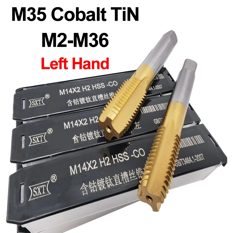 Cobalt Left Hand Screw Thread Tap Drill Bit M35 HSS-CO TiN Straight Flute Metric M2-M36 Machine Tap Tool For Stainless Steel