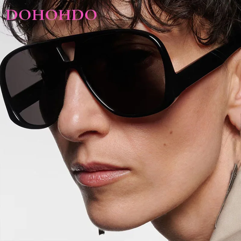 

Retro Brand Design Punk Double Bridge Pilot Big Women Sunglasses Vintage Shade Outdoor Men Sun Glasses Drive Travel UV400 Lentes