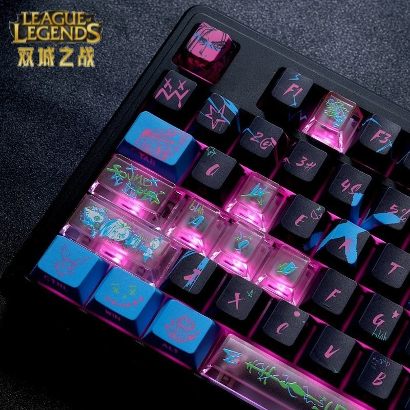 League Of Legends Keycap Set Arcane Jinx Keycap Set: Gaming Experience Kawaiikeycaps
