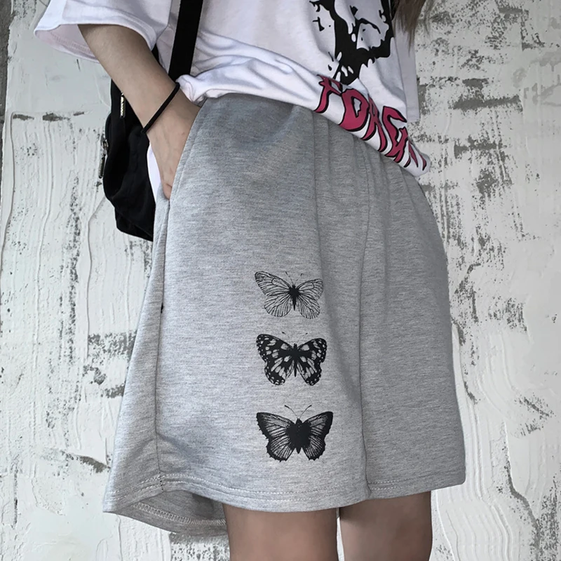 2026 Women's Summer Printed Shorts Solid Color Wide Leg Knee Length Harajuku Ins Trendy All Match Casual Chic Shorts