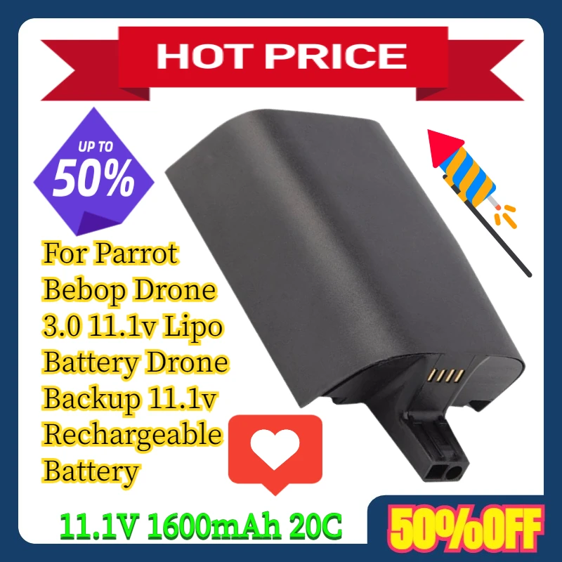 

11.1V 1600mAh 20C For Parrot Bebop Drone 3.0 11.1v Lipo Battery Drone Backup 11.1v Rechargeable Battery