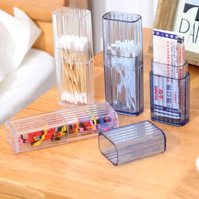 Flosser Dispenser Travel Case Portable Cotton Swab Jar Qtip Holder Clear Acrylic Storage Box Canister Container With Lid For