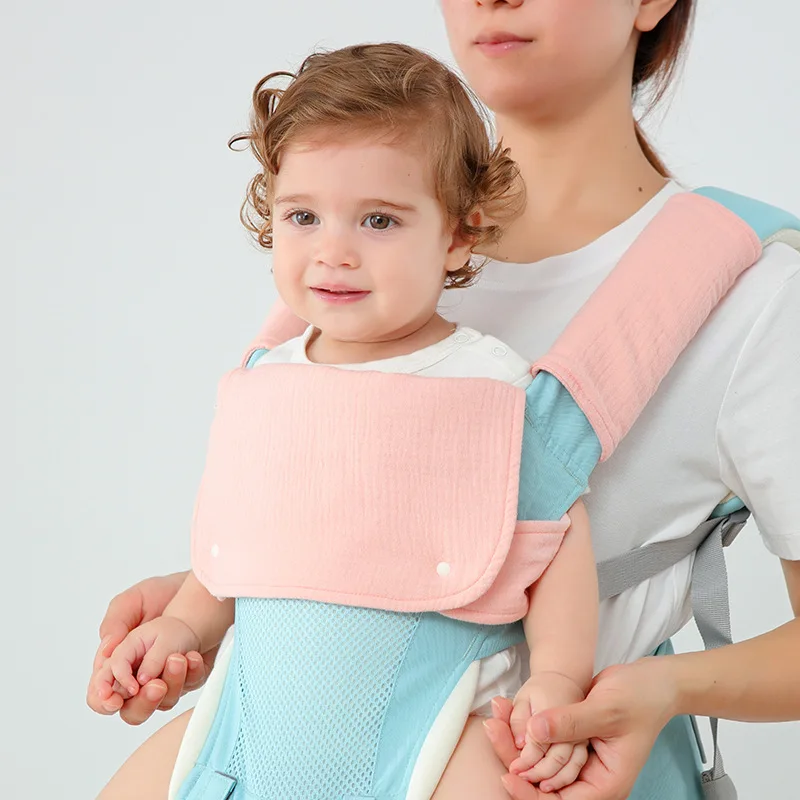 

Baby Carrier Drool Bibs 100% Cotton Gauze Universal Waist Stool Teething Chew Cloth Nursing Shoulder Pads with Snap Buttons