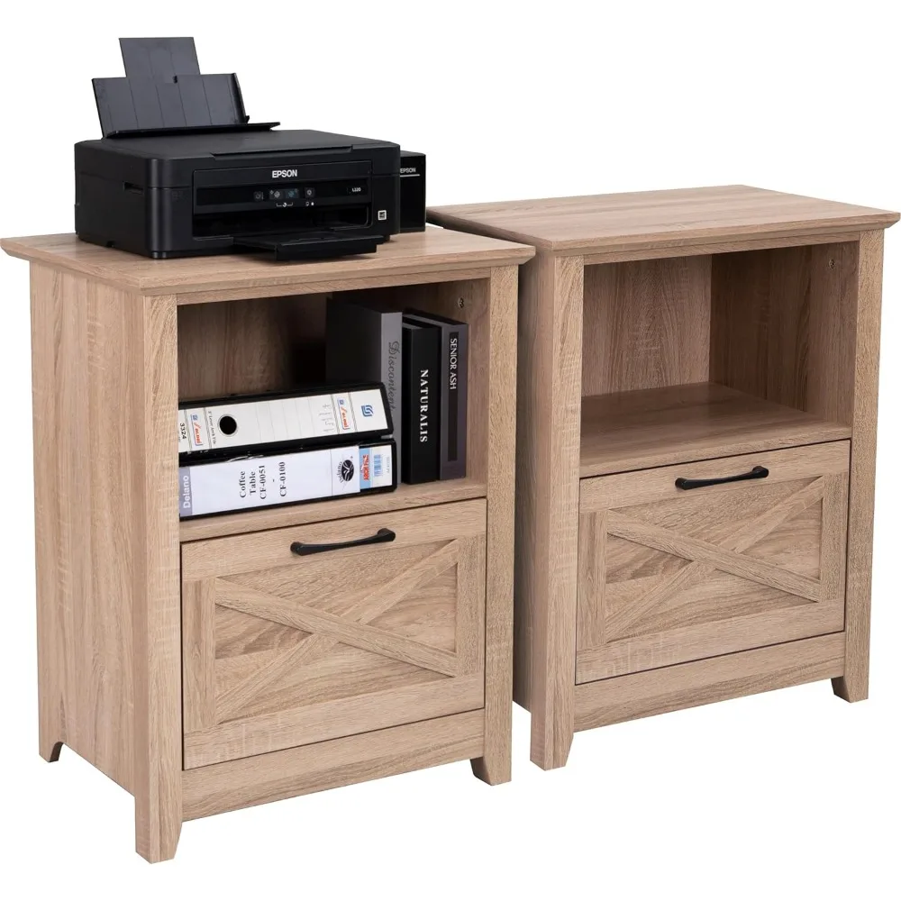 

30" H Farmhouse Tall Nightstand for King & Queen Bed - Large Wood Bedside Table with Storage Drawer & Open Cubby, End Table Nig