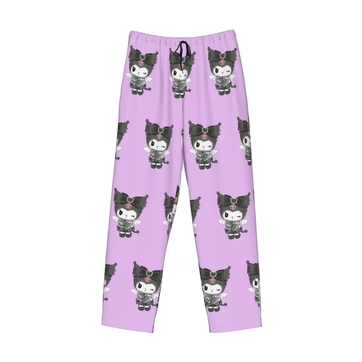 Custom Printed Men Kuromi With Winglet Pajama Pants Comic Sleepwear Sleep Lounge Bottoms with Pockets