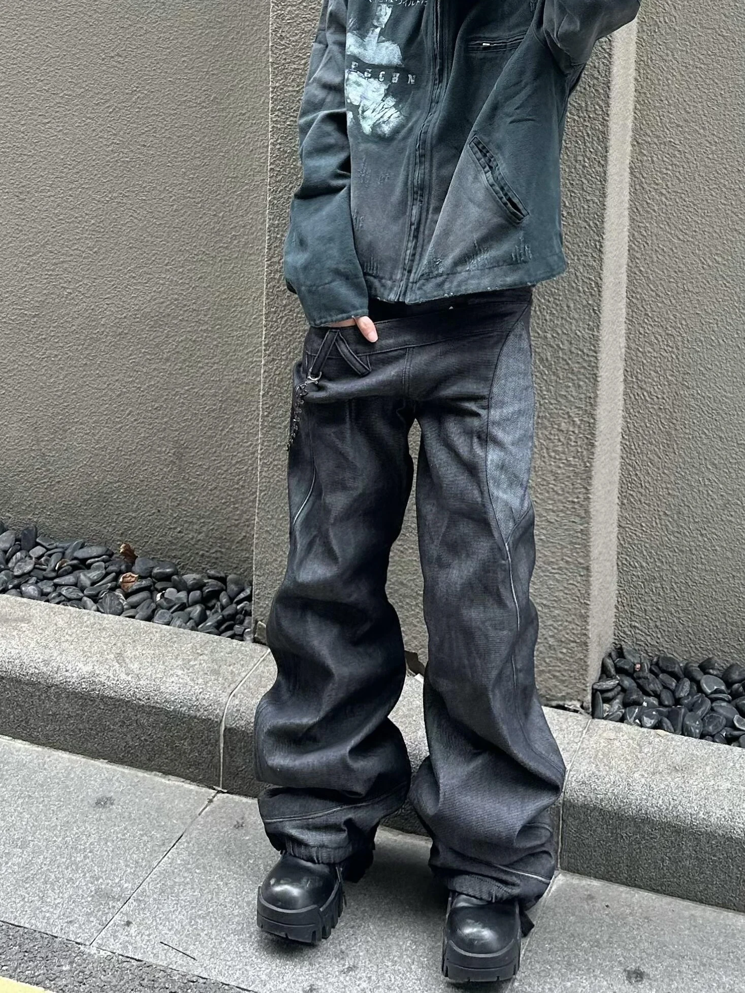 

Американские ретро-джинсы в стиле пэчворк для мужчин и женщин, широкие брюки с двойным поясом, повседневные, модные, для пар