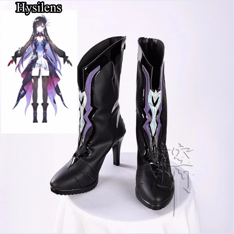 hysilens cosplay-shoes-honkai-star-rail-helektra-women-pu-leather-boots-high-heel-halloween-carnival-party-game-prop-shoes