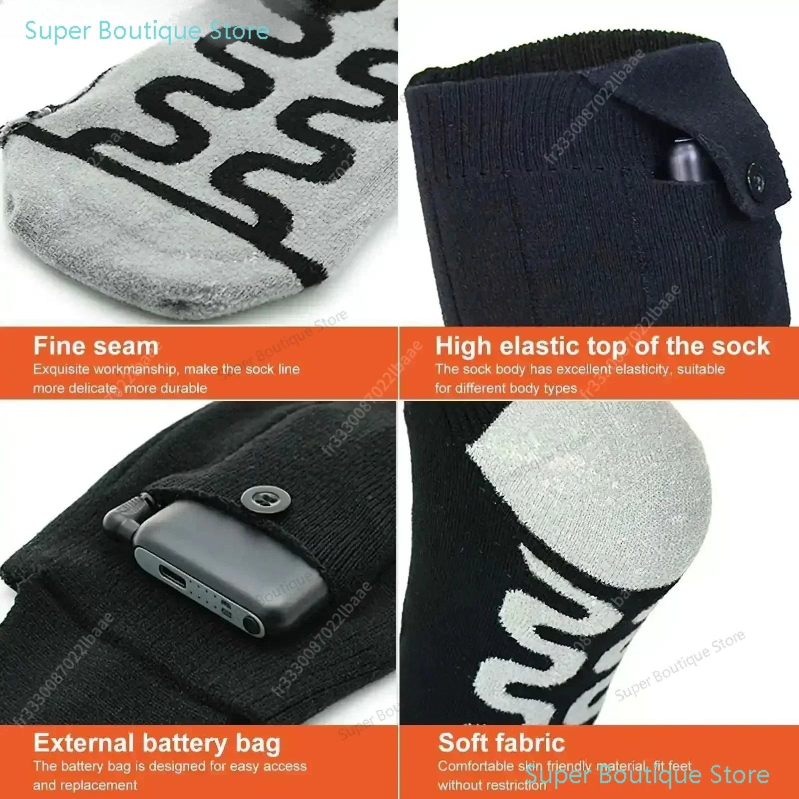 ساخنة الجوارب APP التحكم عن بعد 6000/5000mAh بطارية قابلة للشحن الشتاء الحرارية التدفئة الكهربائية جوارب سميكة 3 التروس #2