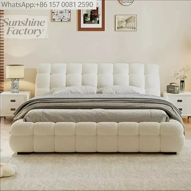 Factory Direct Sell Up-holstered Double Bed king Size Bed Solid Wooden Queen Bed Frame Bedroom Furniture