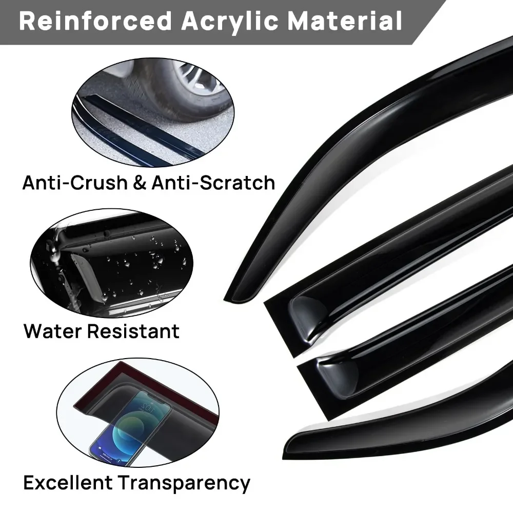 For Toyota Corolla Cross 2022-2025 Car 4PCS Side Window Vent Visor Window Deflectors 4PCS Side Vent Visor Window Deflectors
