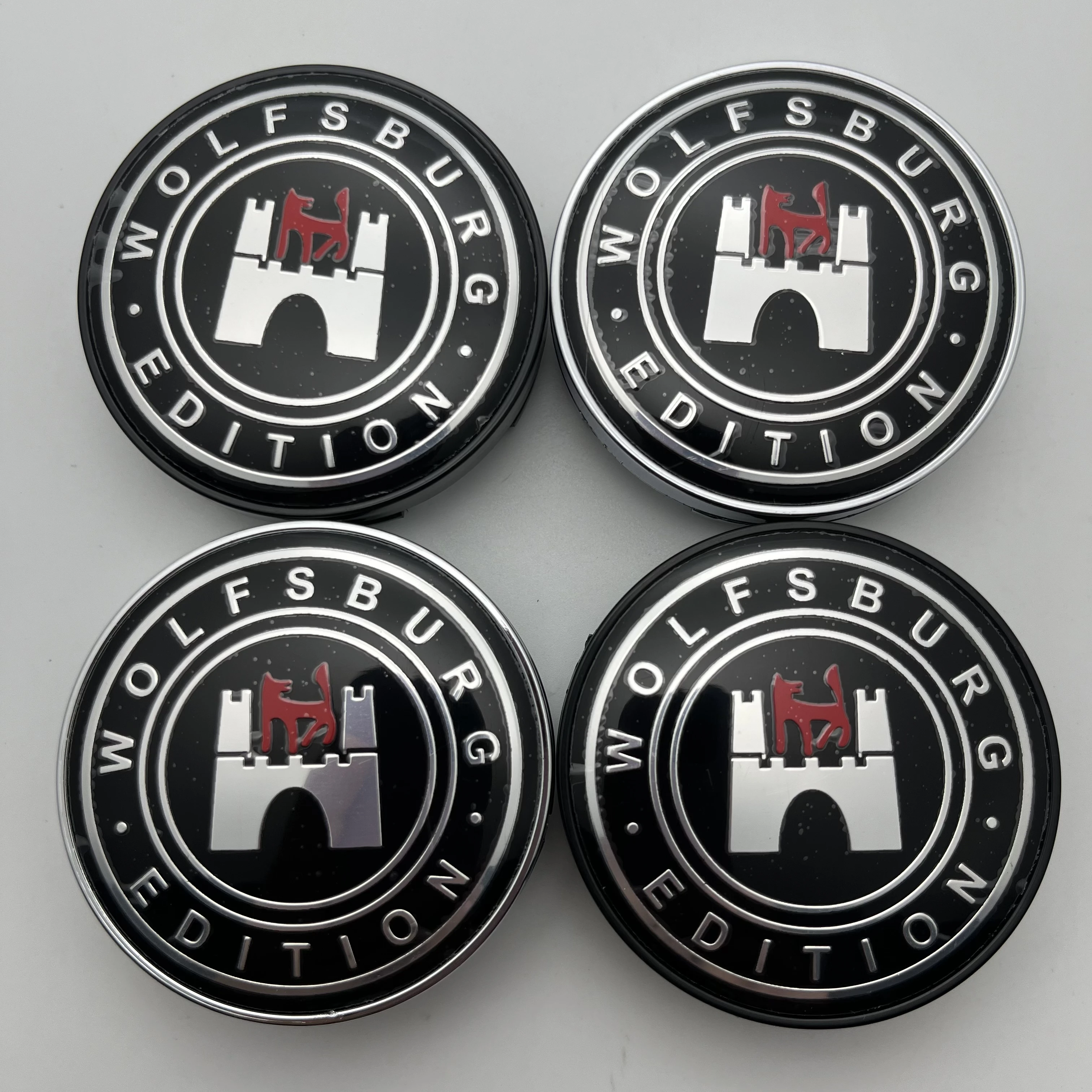 New 56mm 60mm 68mm Wolfsburg Edition Emblem Logo Car Wheel Center Caps Rim Hub Cover Badge Styling ForGTI Logo Golf Accessories