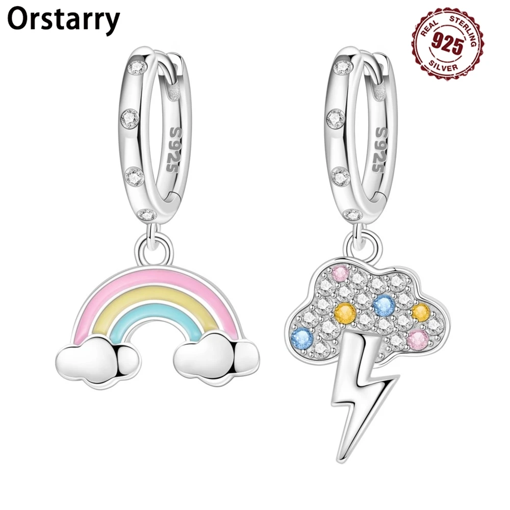 

Orstarry 925 Sterling Silver Rainbow Cloud Lucky Symbol Drop Earrings Women Earrings Charm Fashion Versatile Party Jewelry Gifts