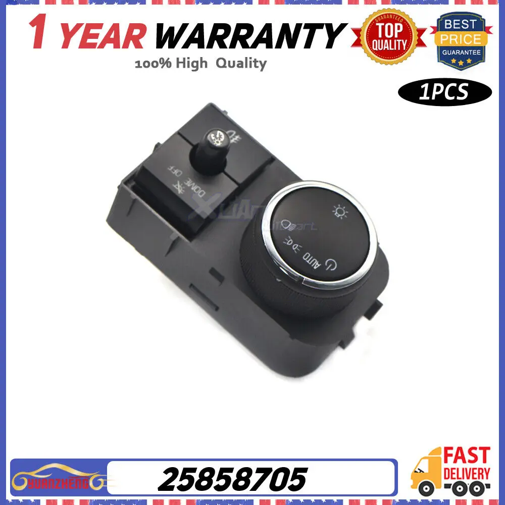 Headlight Fog Light Lamp Control Switch 25858705 for Cadillac GMC Sierra Yukon Chevrolet Silverado Suburban Black 15926099