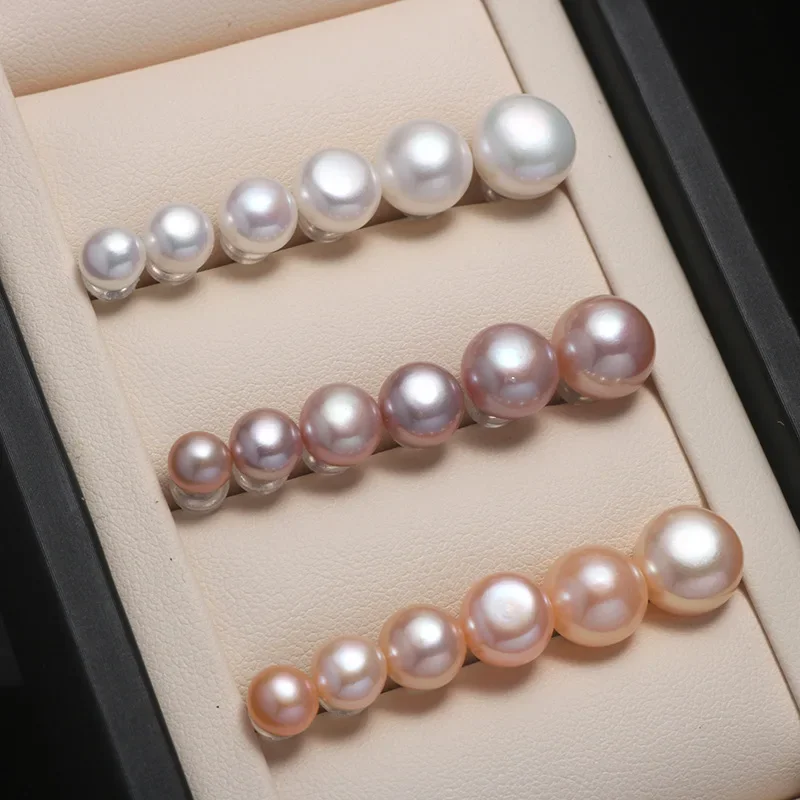 1pair 6-12mm Real Natural Freshwater Pearl Earrings AA Grade Elegant Jewelry White Purple Pearls Ear Studs Earrings Women Female