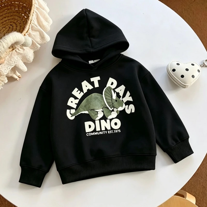Daily Clothing For Little Boys Girls Double-side Print Hoodies Fashion Casual Hooded Tops Child'sSolid Color Versatile Pullovers