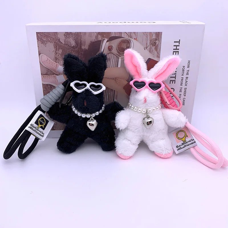 15cm Cartoon Rabbit Pendant Plush Toy Animal Rabbit Love Eye Keychain Backpack Pendant Car Hanging for Girl Women Gift Wholesale