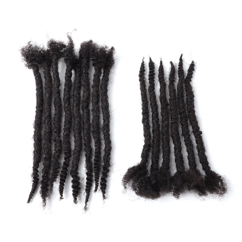 AHVAST 질감 코일 팁 곱슬 끝 Locs 인모 확장, 천연 블랙 소형 사이즈 0.6cm