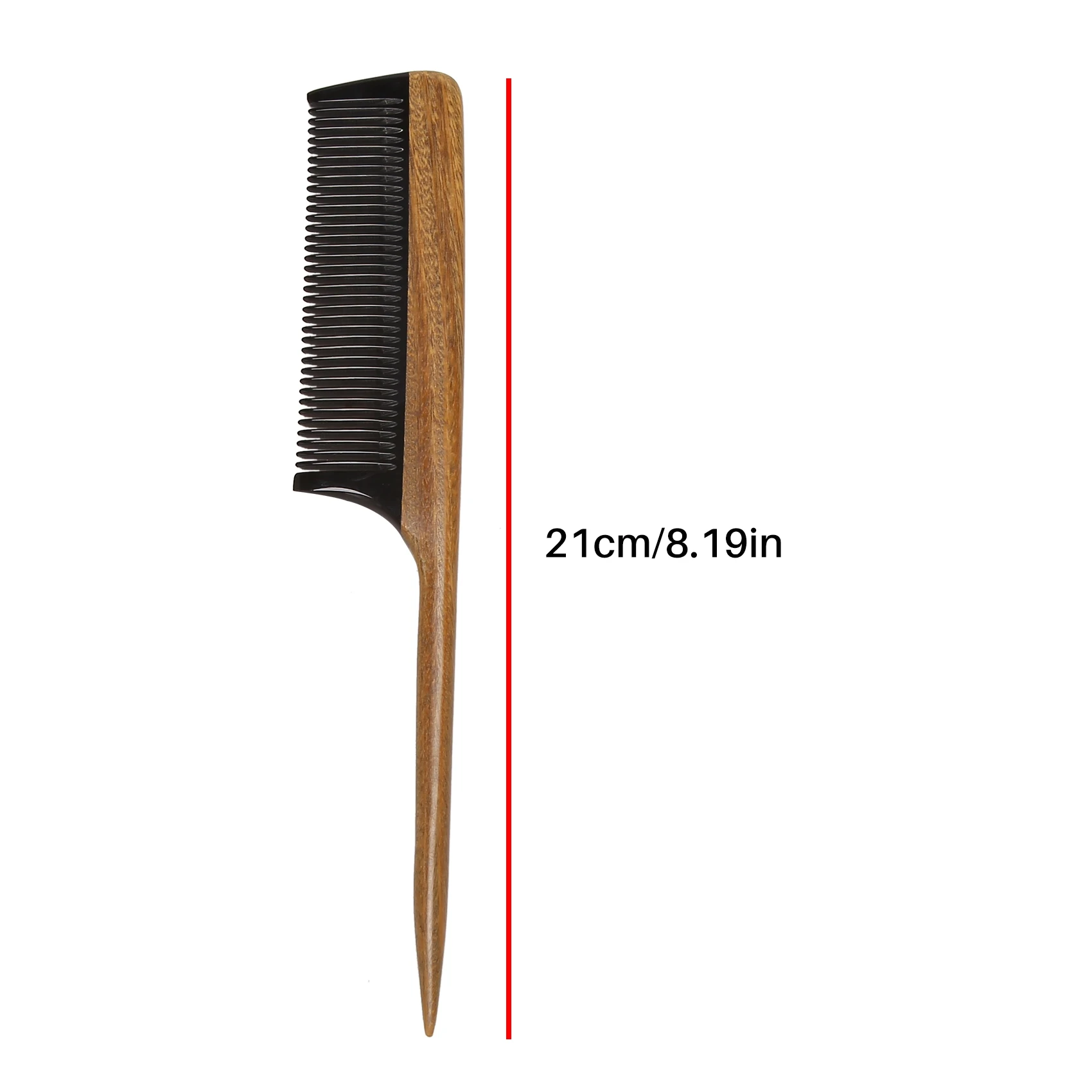 ABHU 헤어 빗 - 천연 미세 이빨 나무 꼬리 빗 - 정전기 방지 퍼플 하트 우드 빗 (검은 뿔 이빨 포함)