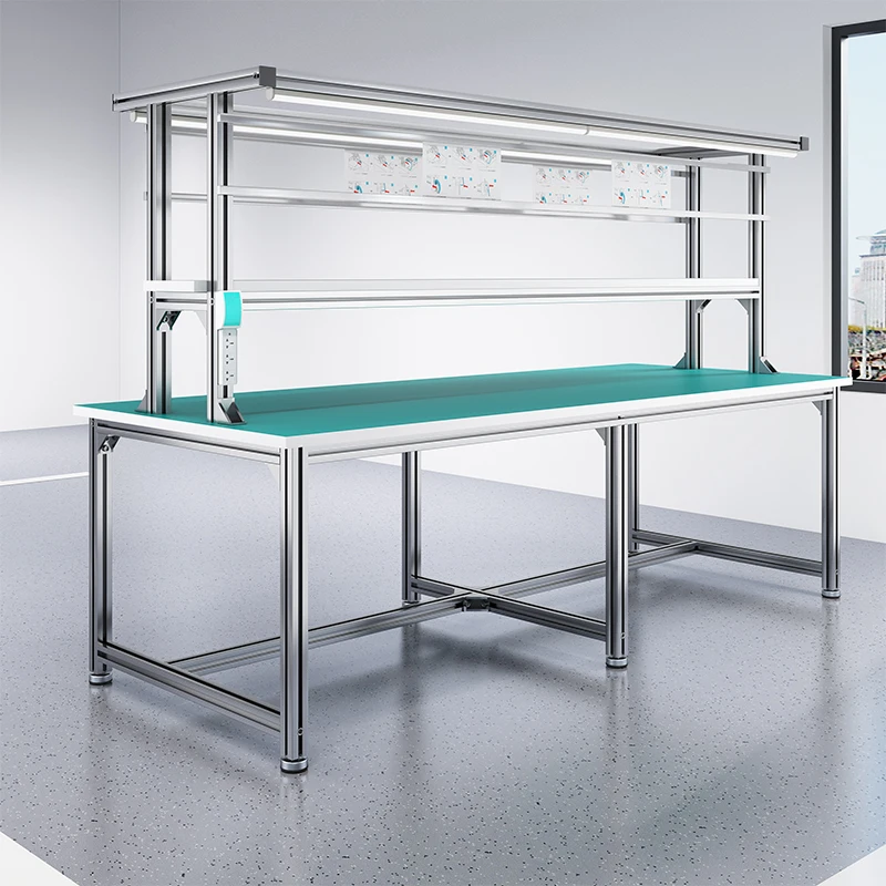 Factory aluminum alloy anti-static workbench Operating table Aluminum profile inspection table Workshop assembly line maintenanc