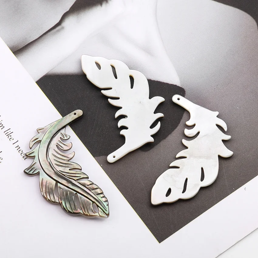 Shell Carving Feather Pendant Single Hole DIY Jewelry Making Curtain Decoration Materials Home Atmosphere Enhancement Props