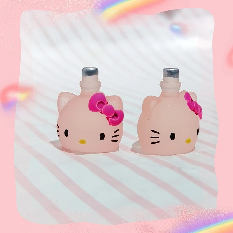 زجاجة عطر Sanrio-Cat برأس ، زينة راتنج ذاتية الصنع ، تأثير مضيء ، إكسسوارات الطعام واللعب ، KT ، جديدة