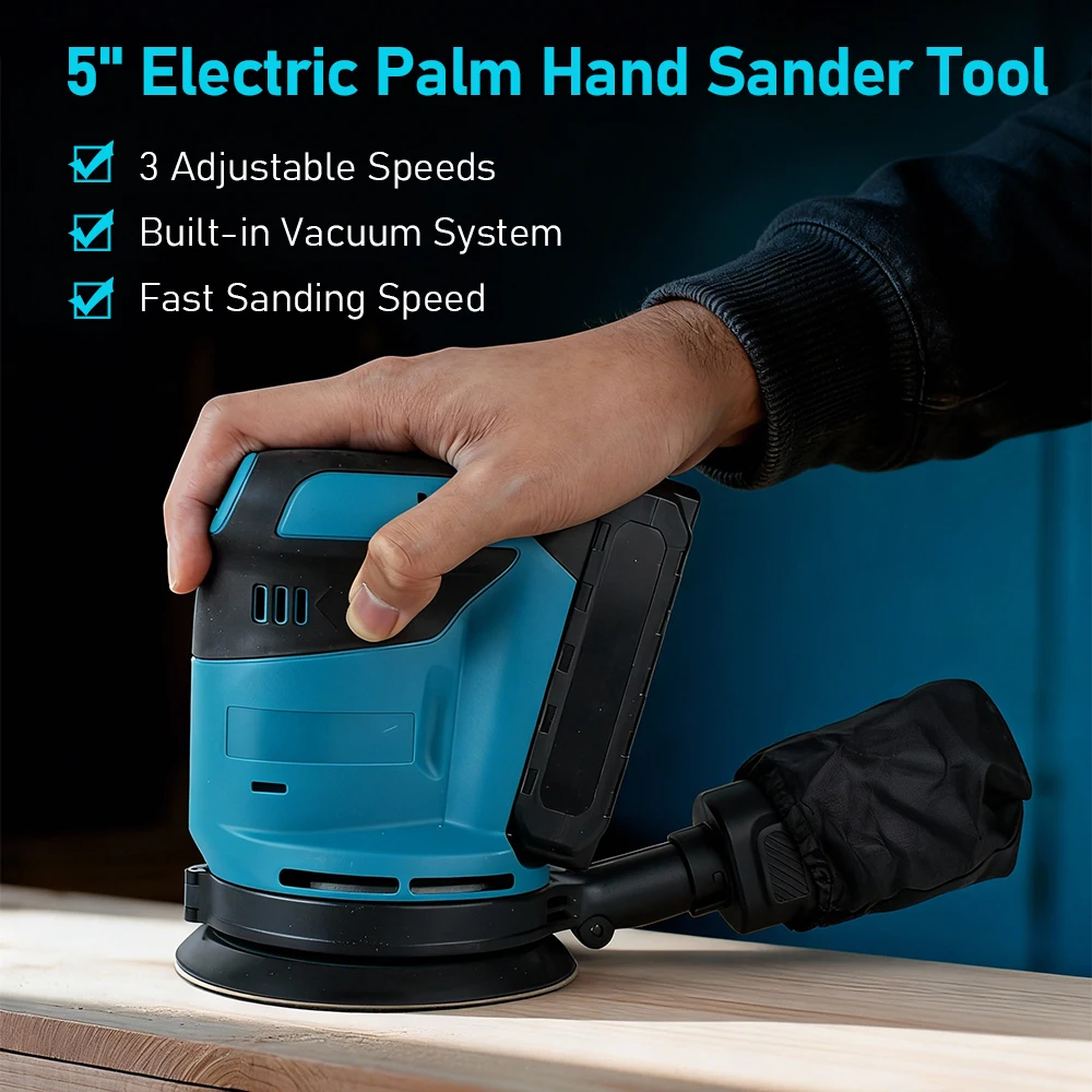 

Cordless Electric Orbital Sander 21V Lithium 125mm Multifunctional Wood Sanding Tool for DIY, Furniture Polishing, Carpentry