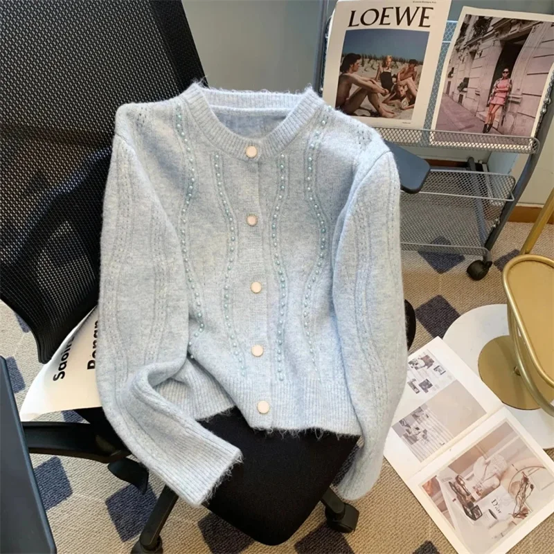 

Soft and Sticky Knitted Sweater Jacket 2025 NEW Women Knitwear Small Fragrant Style Autumn Winter Knitted Cardigan Coat Top