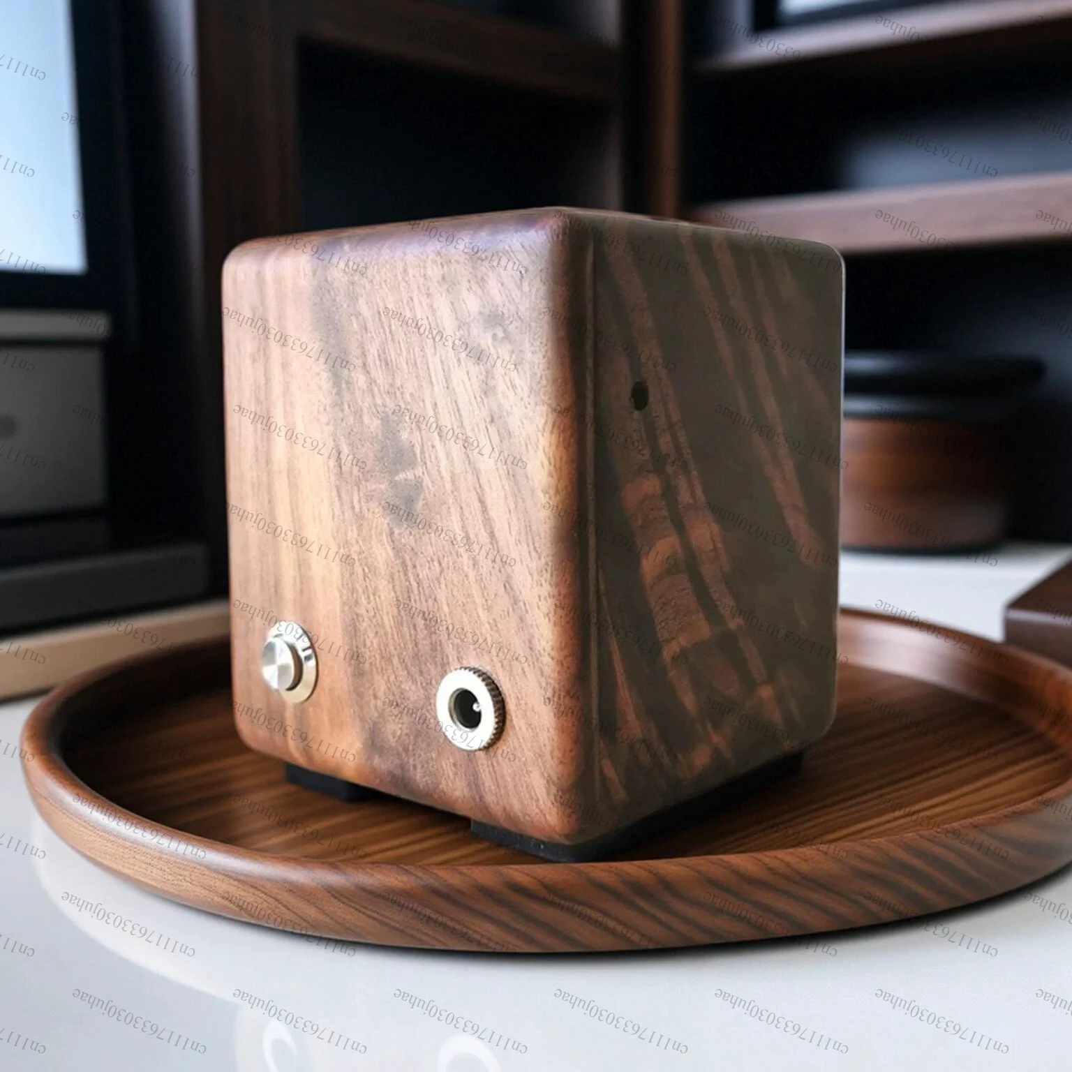 Handmade solid walnut ferromagnetic fluid music rhythm lamp, desktop pressure reducing decoration with pickup