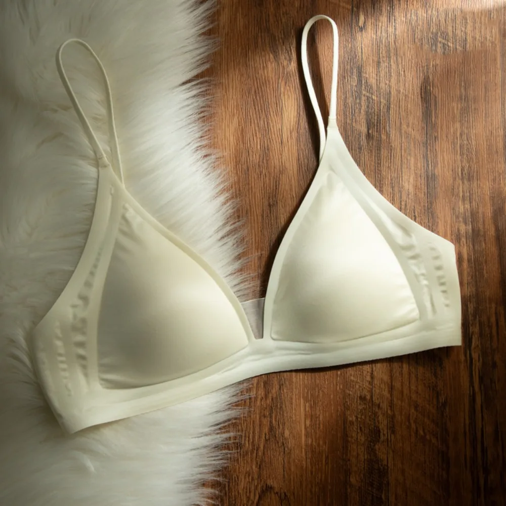 

Comfortable Thin Satin Wireless Deep V Bra Close-fitting Anti-sagging Push Up Underwear Traceless Lingerie Seamless Bras Yoga