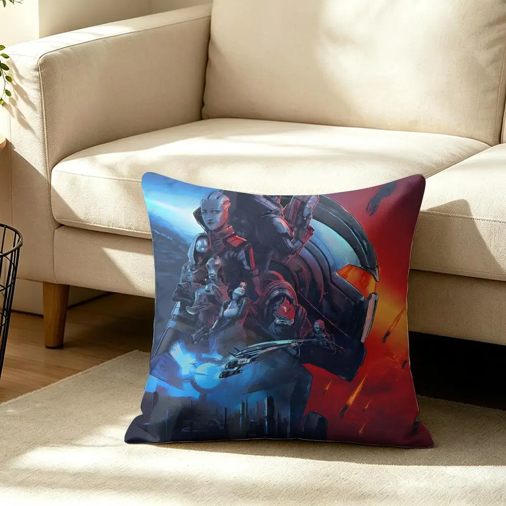 Game M-Mass Effect Legendary Edition Cushion Cover Wrinkle-Resistant Short Plush Pillow Case Breathable Machine-Washable