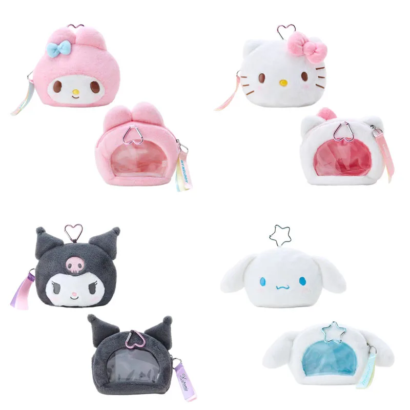 

Kawaii Hello Kitty My Melody Kuromi Cartoon Small Hanging Bag Anime Sanrio Girly Heart Cute Badge Storage Bag Keychain Gift