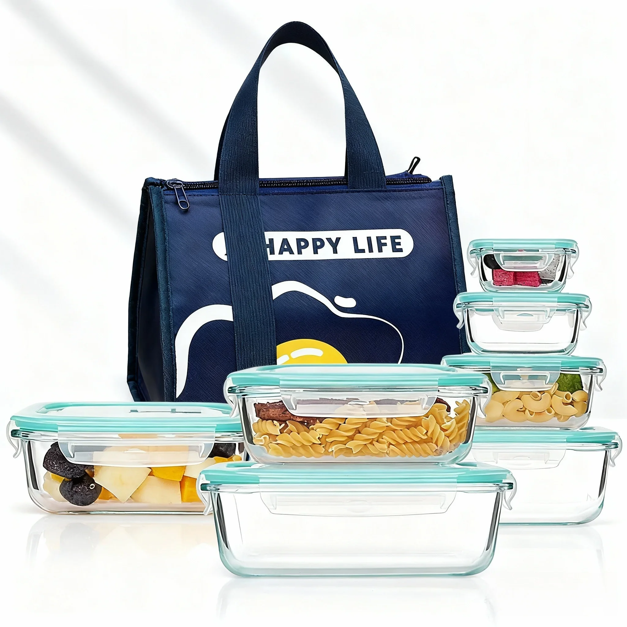 صندوق بينتو للغداء الزجاجي للبالغين، حاويات تخزين المواد الغذائية مع أغطية الميكروويف وغسالة الأطباق، حاوية إعداد الوجبات الآمنة للمكتب #1