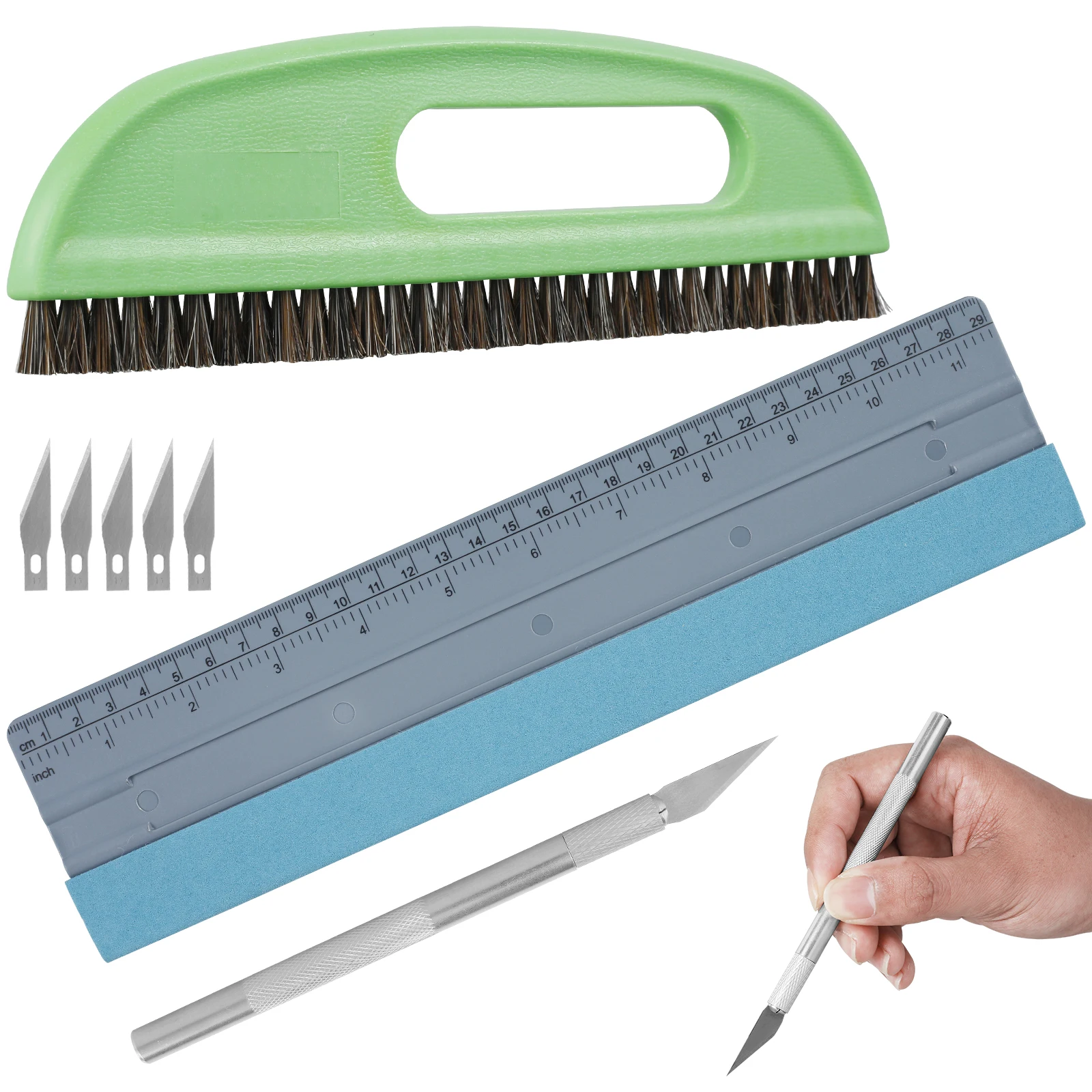 Wallpaper Smoothing Tool Kit Wallpaper Felt Squeegee Set Wallpaper Smoothing Brush Set with Carving Cutter Multifunctional Wall