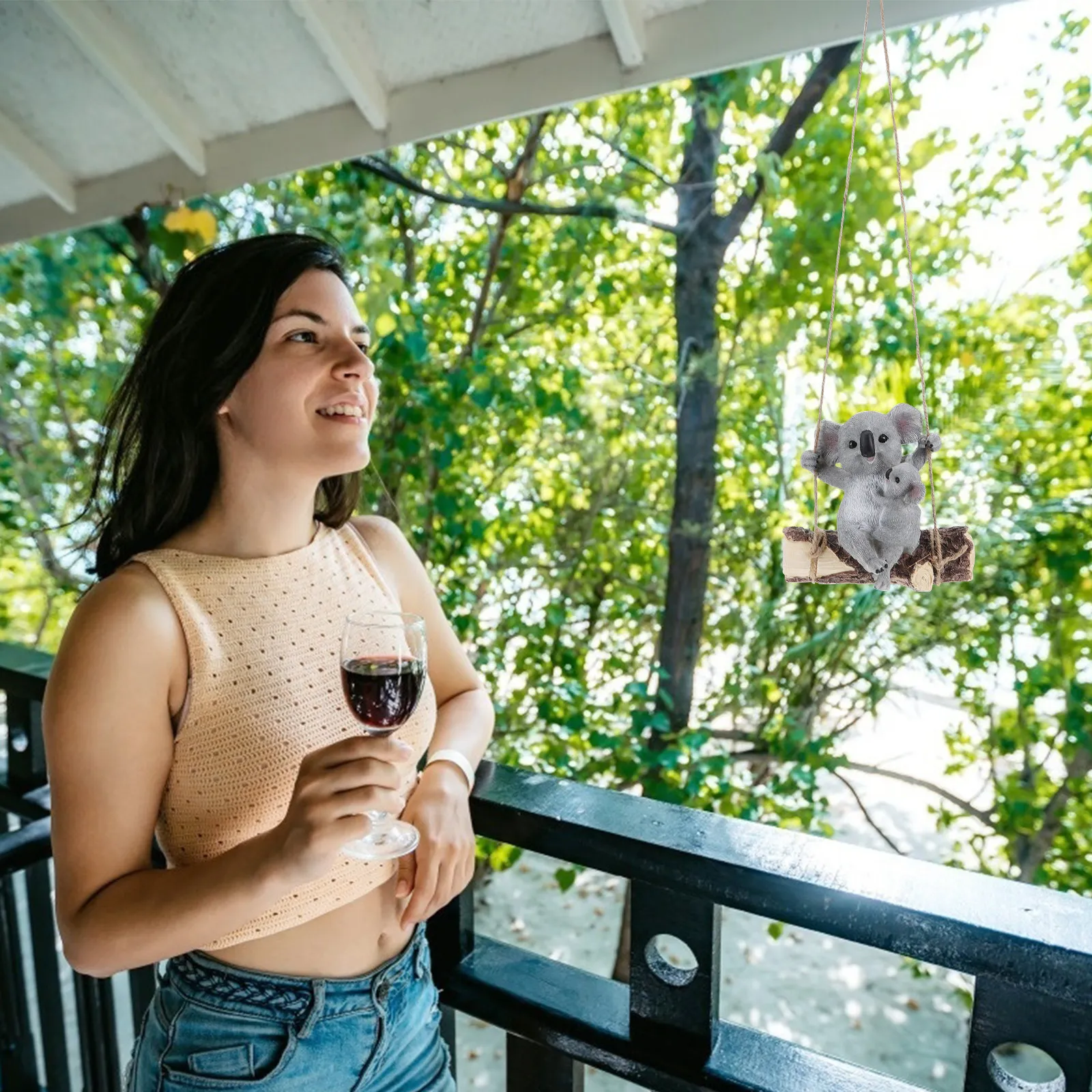 1Pcs Premium Resin Koala Garden Ornament Yard Park Outdoor Decor Landscape Adornment Small Footprint Weatherproof Vivid Design