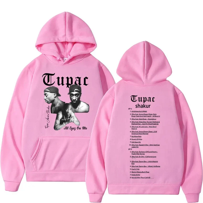 Retro Rapper Tupac 2pac Hoodie Hip Hop pria Hoodie Pullover ukuran besar atasan Hip hop Hoodie hitam Pria Wanita Sweatshirt