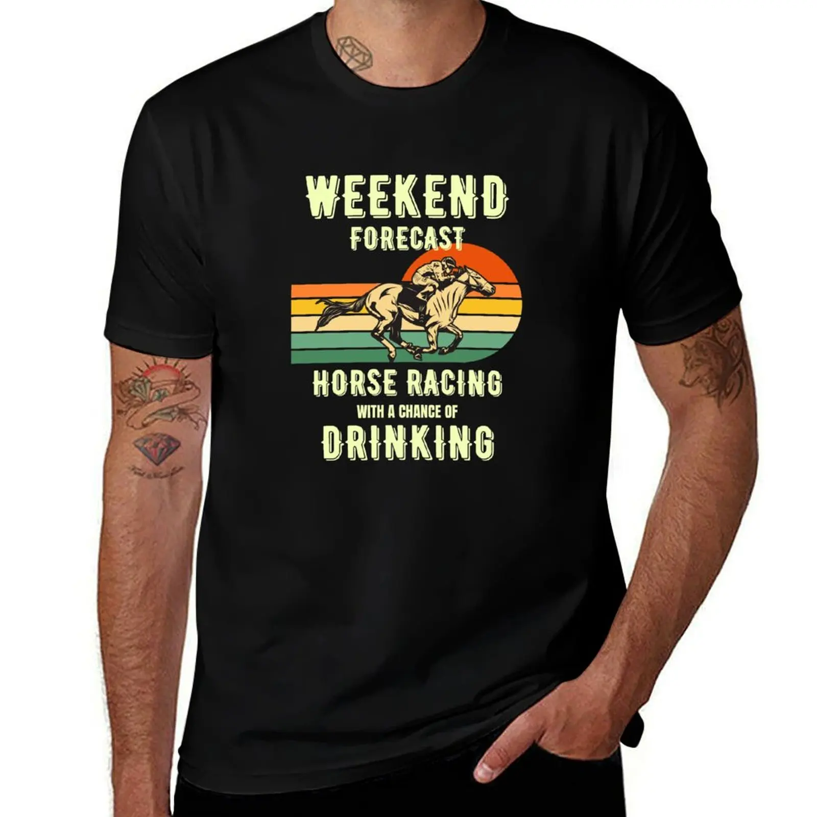 Funny horse racing with a chance of drinking - racehorse, weekend forecast, gallopers, beer T-Shirt