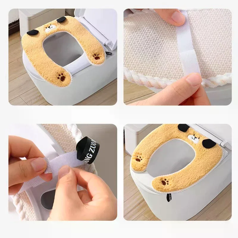 غطاء مقعد المرحاض، غطاء مقعد المرحاض السميك المنزلي، حشية مقعد المرحاض على طراز الخريف والشتاء، وسادة مقعد سميكة #3